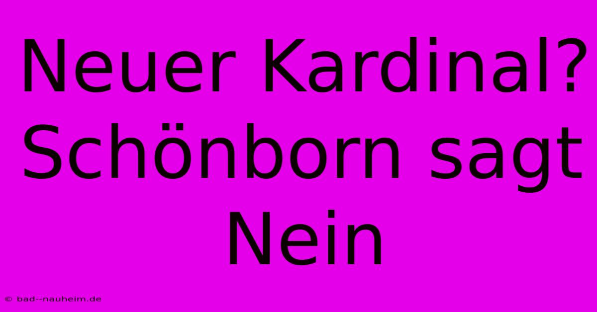 Neuer Kardinal? Schönborn Sagt Nein