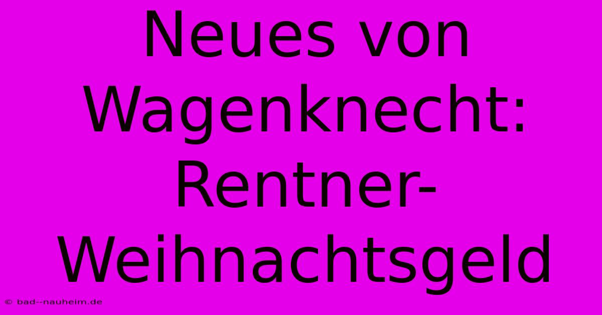 Neues Von Wagenknecht:  Rentner-Weihnachtsgeld