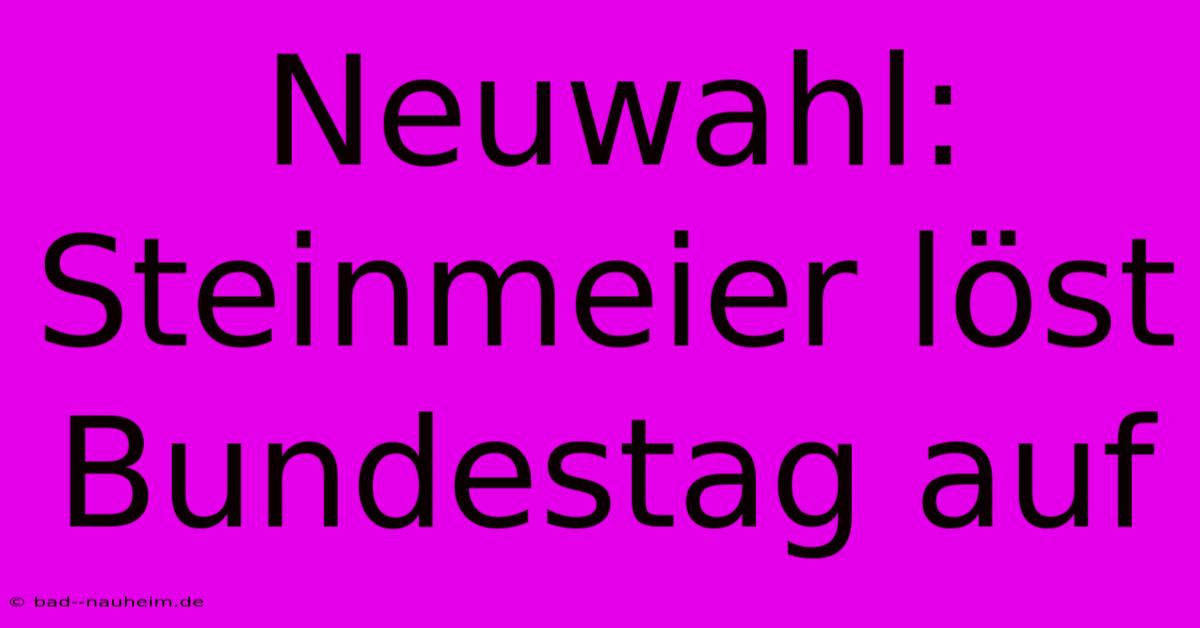 Neuwahl: Steinmeier Löst Bundestag Auf