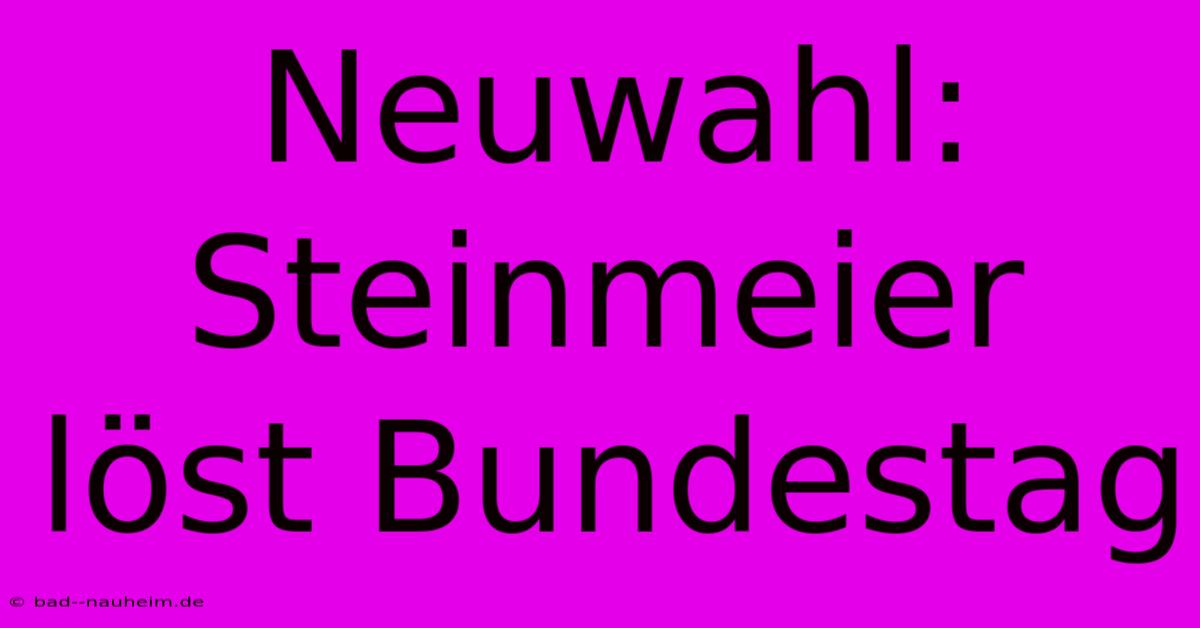 Neuwahl: Steinmeier Löst Bundestag