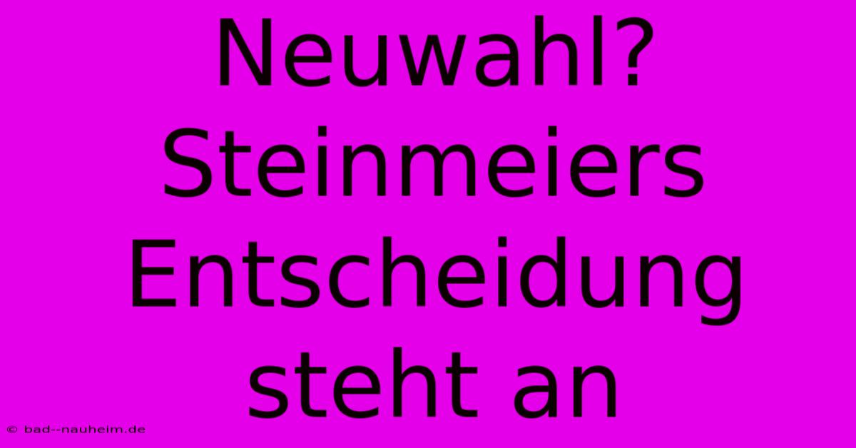 Neuwahl? Steinmeiers Entscheidung Steht An