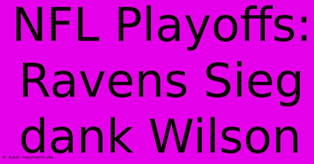 NFL Playoffs: Ravens Sieg Dank Wilson