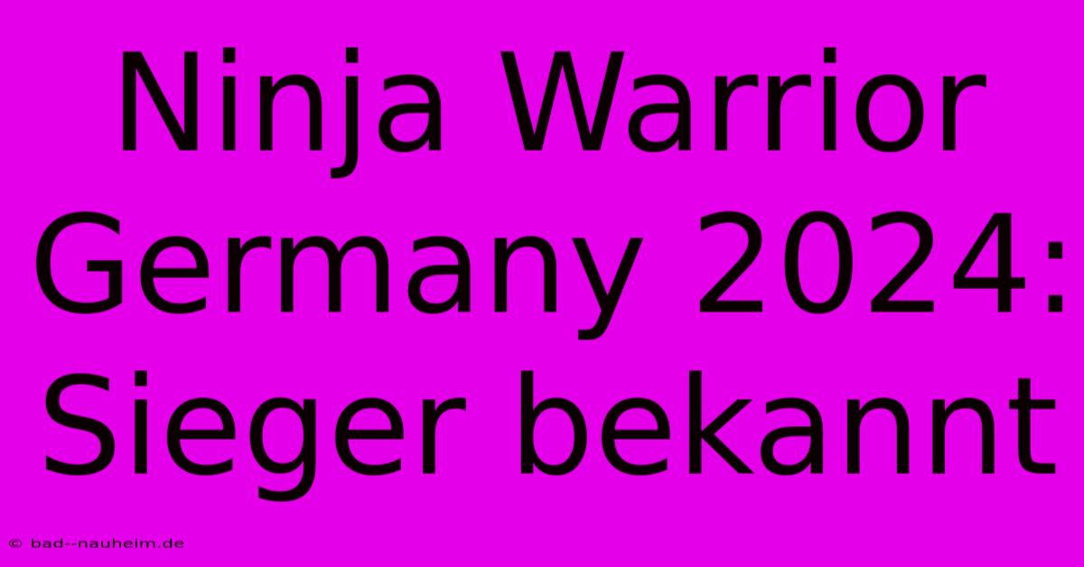 Ninja Warrior Germany 2024:  Sieger Bekannt