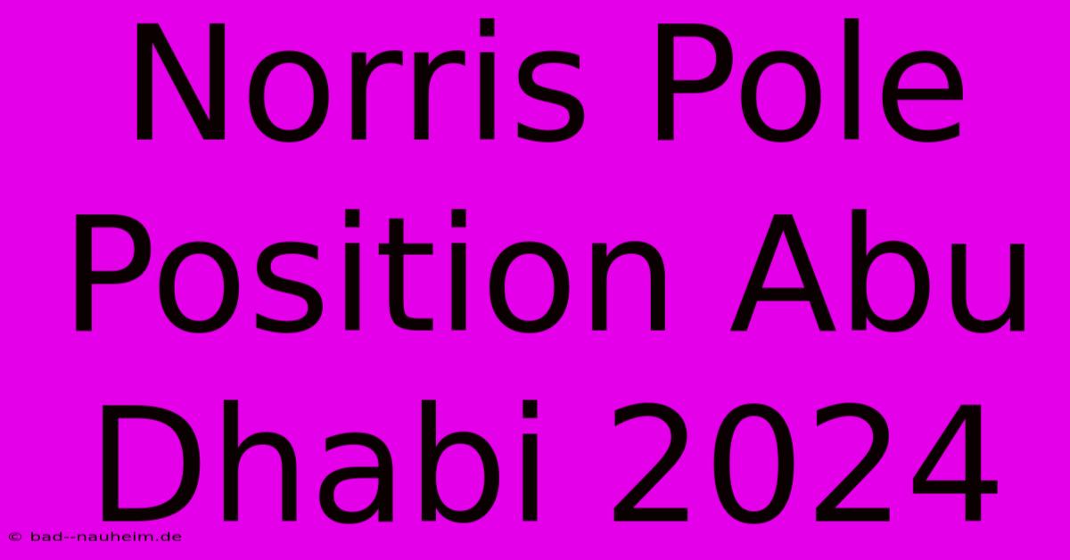 Norris Pole Position Abu Dhabi 2024