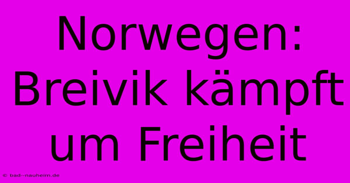 Norwegen: Breivik Kämpft Um Freiheit