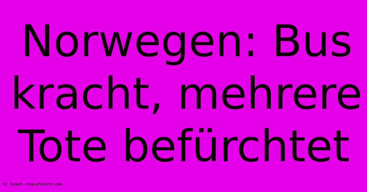 Norwegen: Bus Kracht, Mehrere Tote Befürchtet