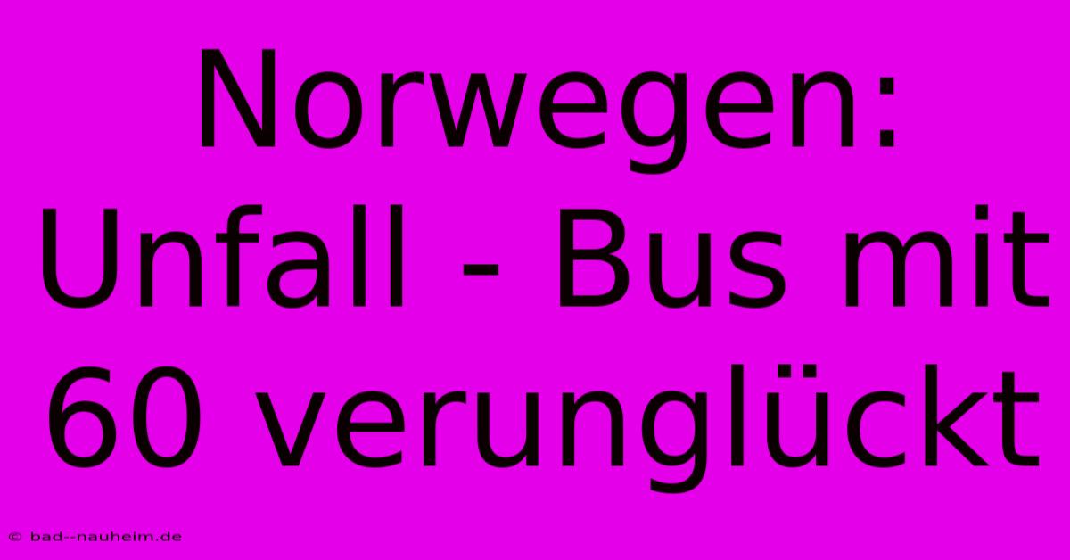 Norwegen: Unfall - Bus Mit 60 Verunglückt