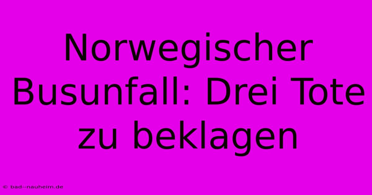 Norwegischer Busunfall: Drei Tote Zu Beklagen
