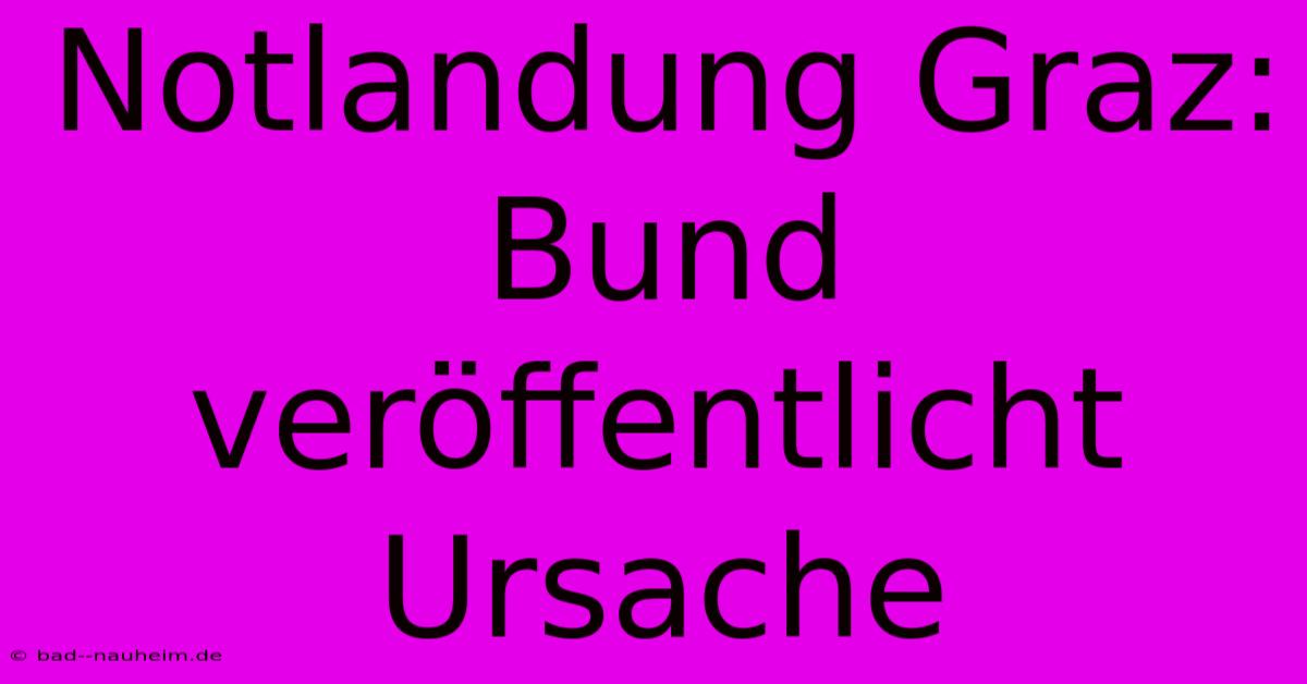 Notlandung Graz: Bund Veröffentlicht Ursache