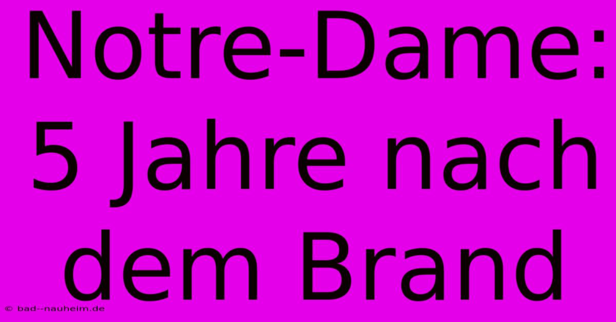 Notre-Dame: 5 Jahre Nach Dem Brand