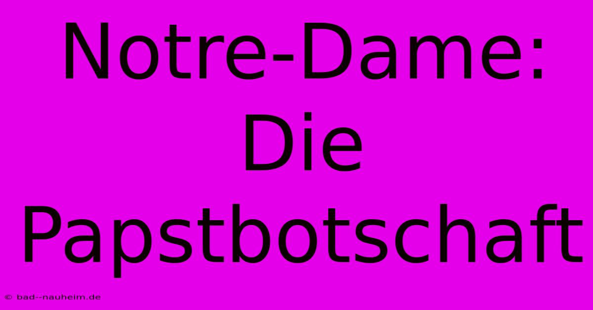 Notre-Dame: Die Papstbotschaft