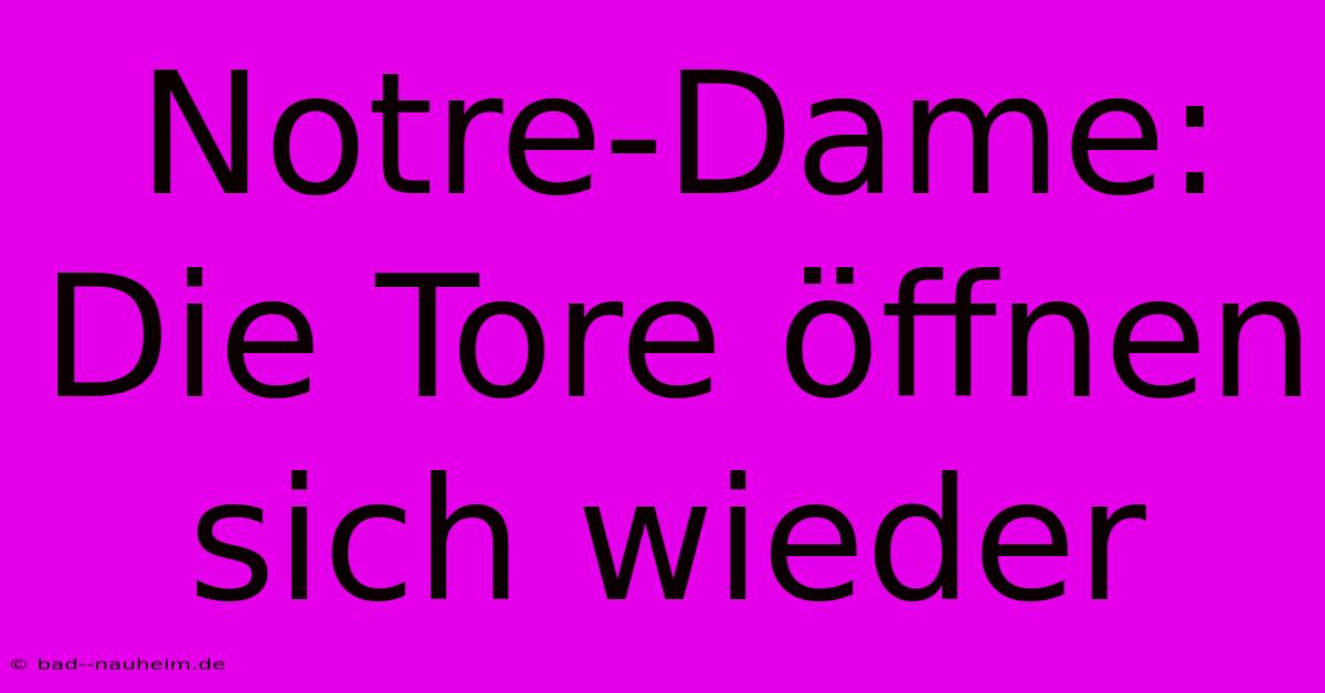 Notre-Dame: Die Tore Öffnen Sich Wieder