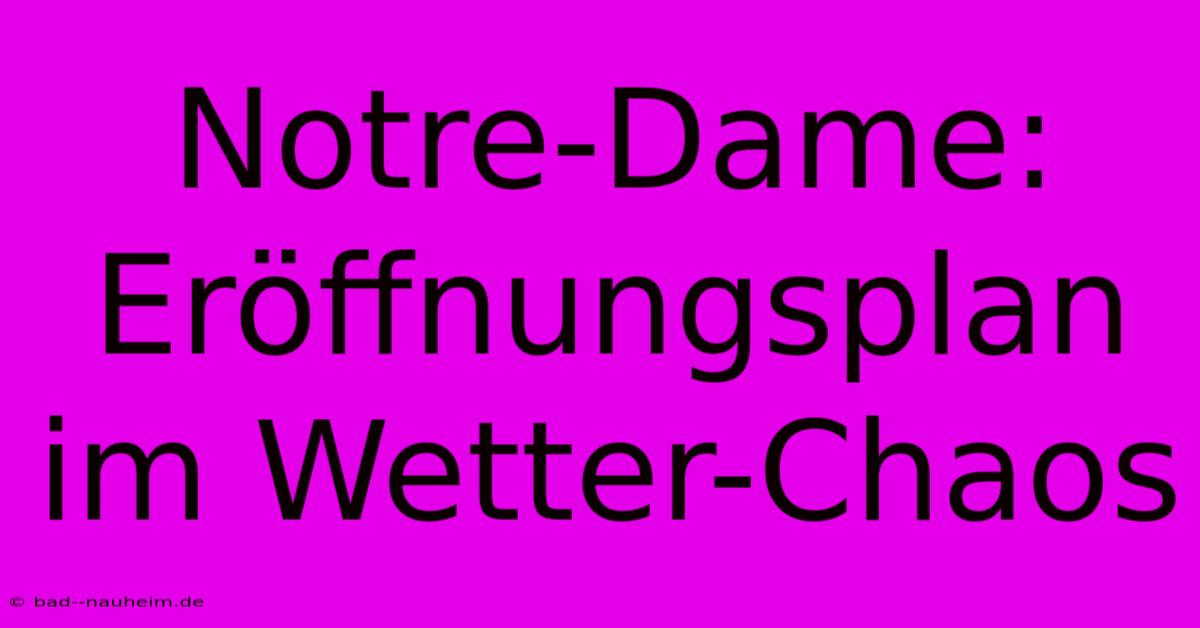 Notre-Dame: Eröffnungsplan Im Wetter-Chaos