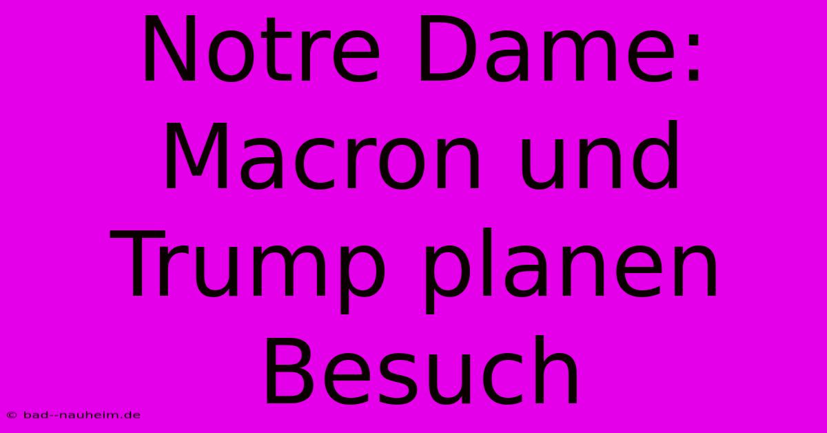 Notre Dame: Macron Und Trump Planen Besuch