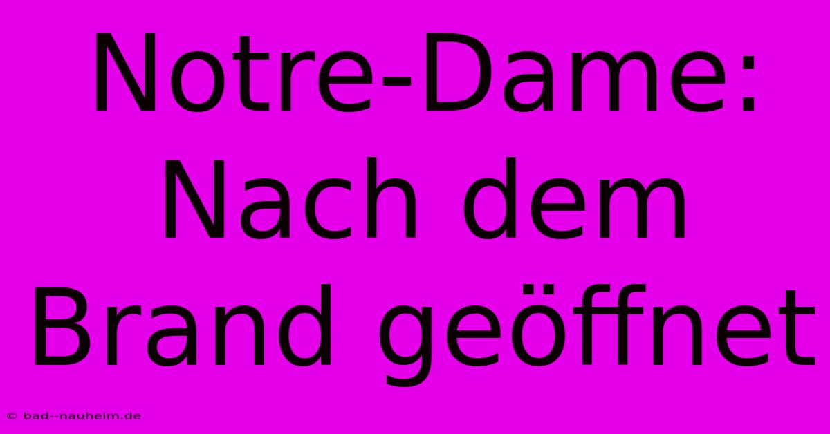 Notre-Dame: Nach Dem Brand Geöffnet