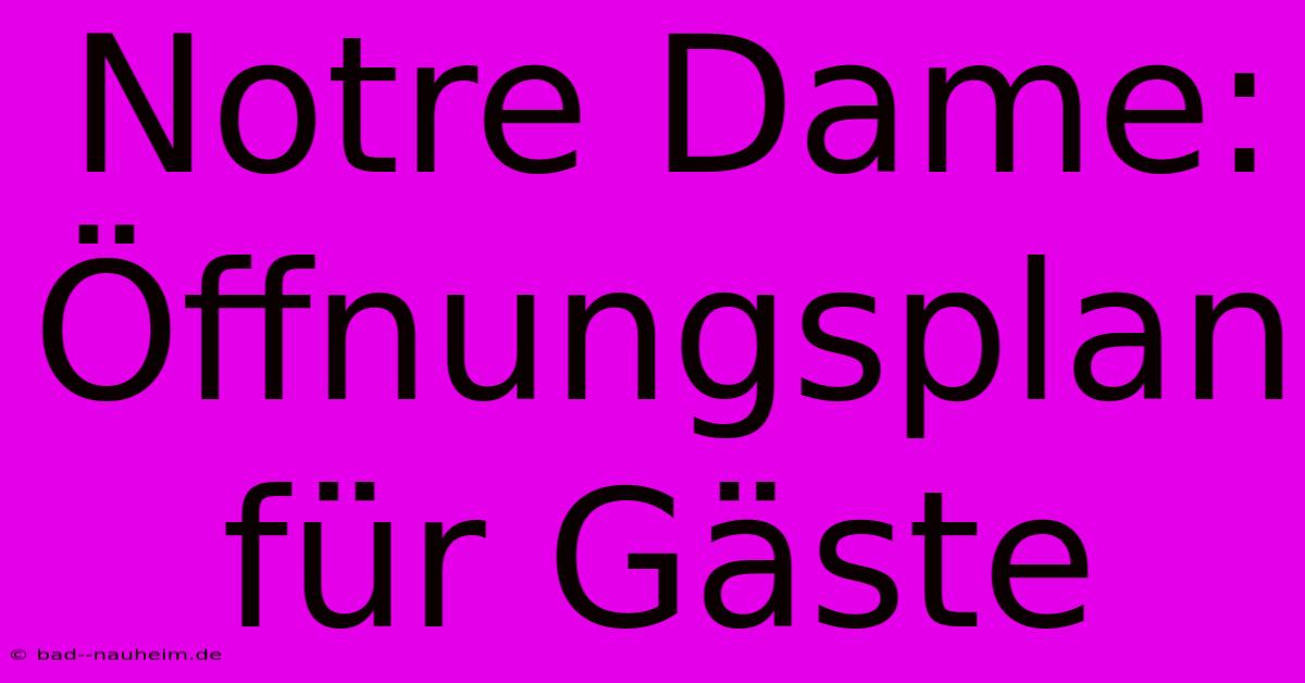 Notre Dame:  Öffnungsplan Für Gäste