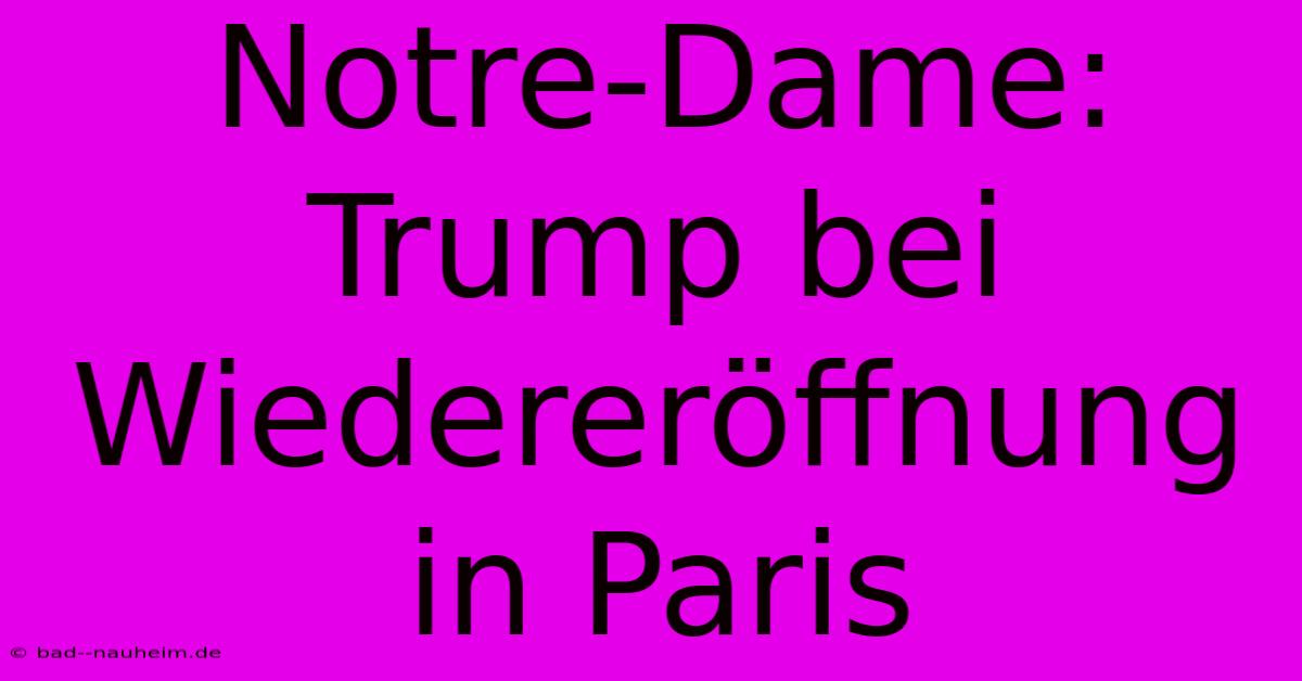 Notre-Dame: Trump Bei Wiedereröffnung In Paris