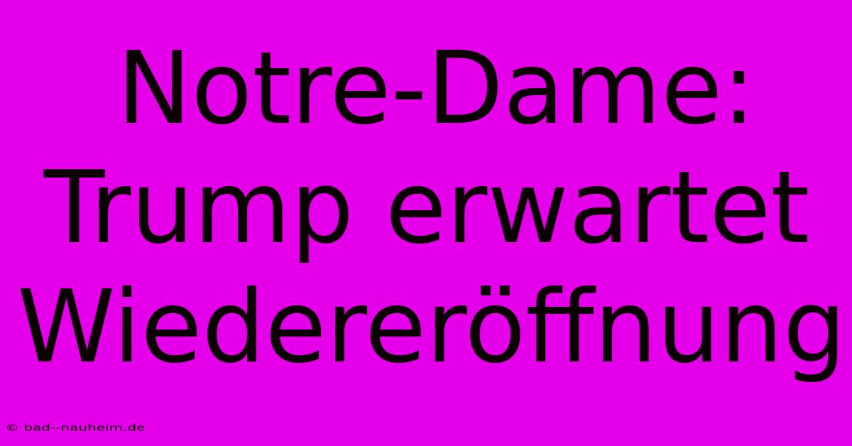 Notre-Dame: Trump Erwartet Wiedereröffnung