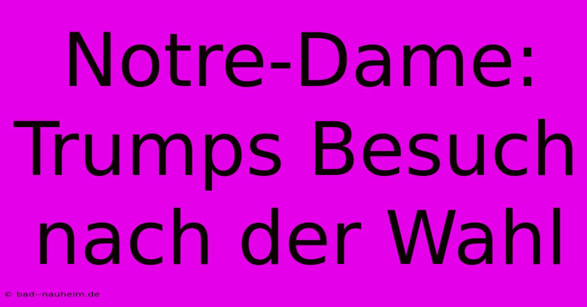 Notre-Dame: Trumps Besuch Nach Der Wahl