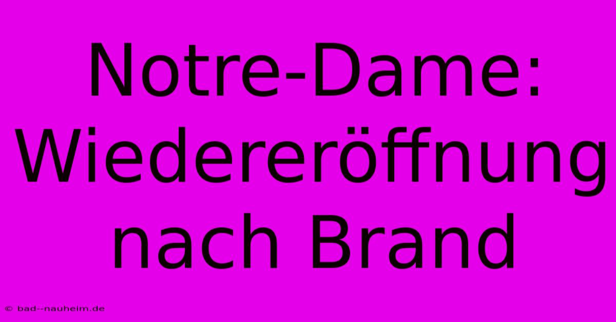 Notre-Dame: Wiedereröffnung Nach Brand