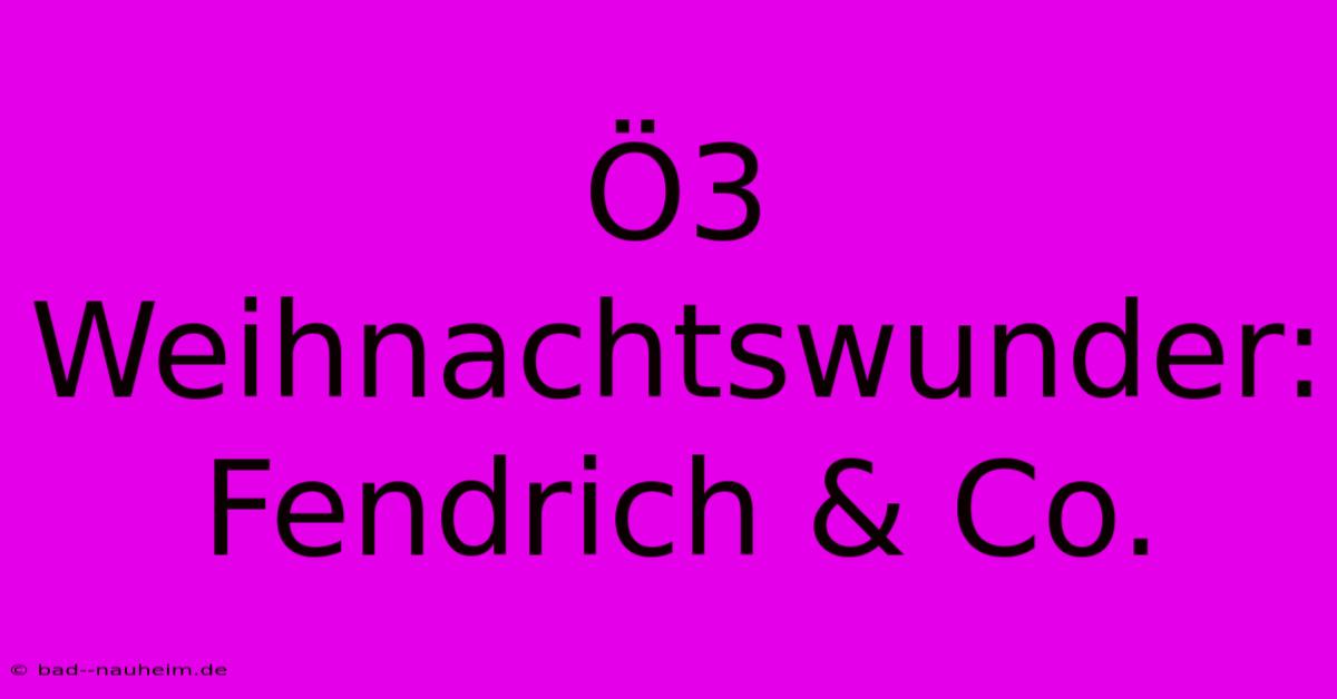 Ö3 Weihnachtswunder: Fendrich & Co.