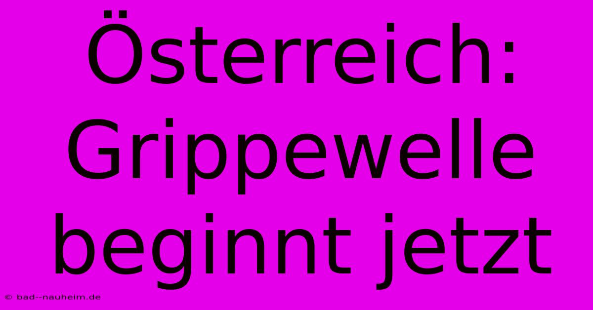 Österreich: Grippewelle Beginnt Jetzt