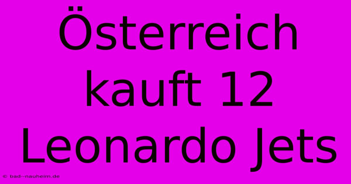 Österreich Kauft 12 Leonardo Jets