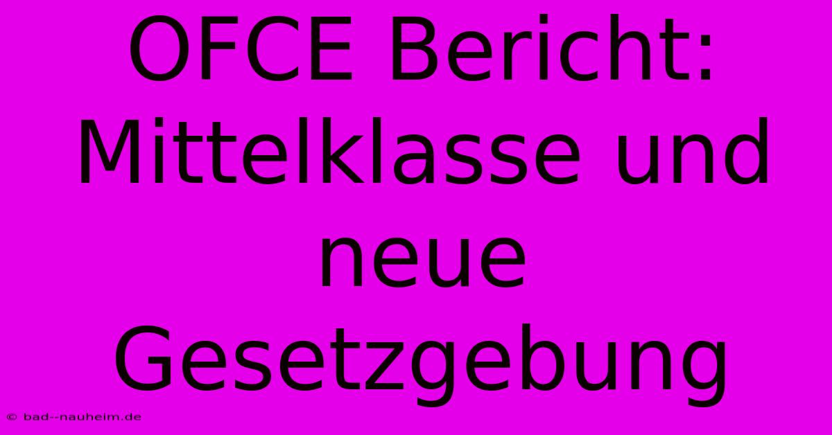 OFCE Bericht: Mittelklasse Und Neue Gesetzgebung