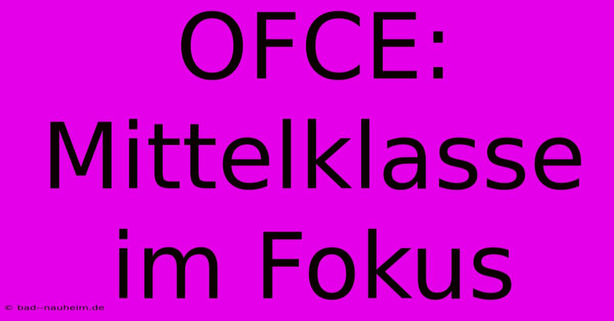 OFCE: Mittelklasse Im Fokus