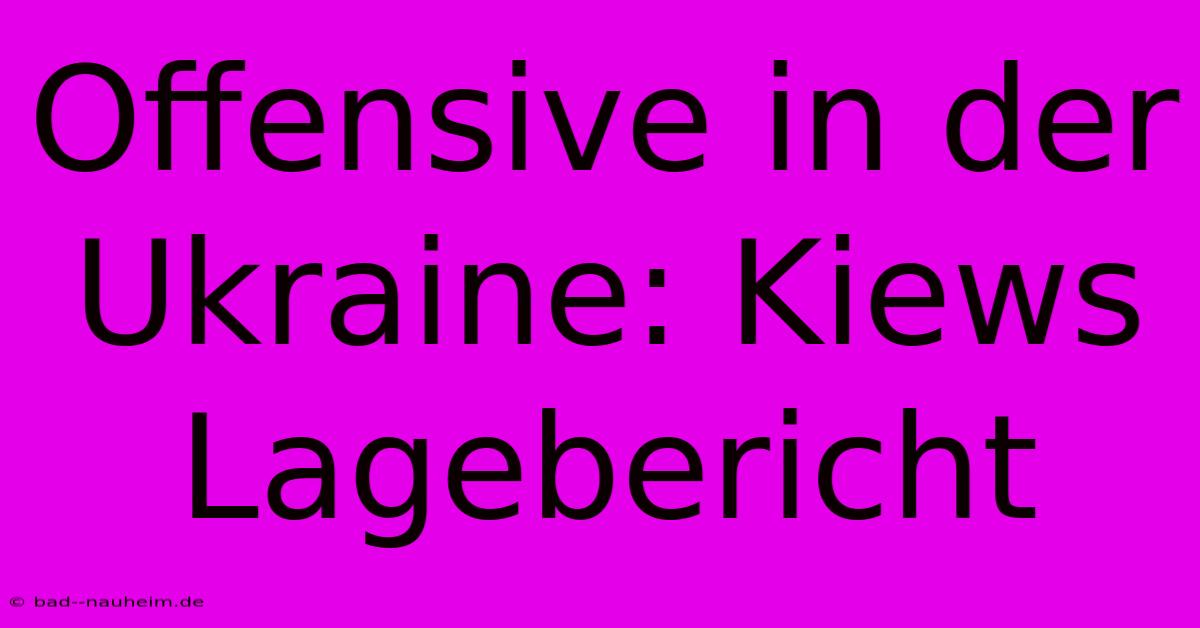 Offensive In Der Ukraine: Kiews Lagebericht