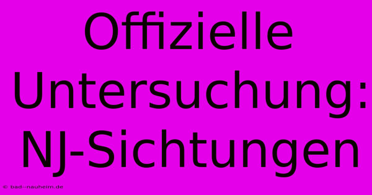 Offizielle Untersuchung: NJ-Sichtungen