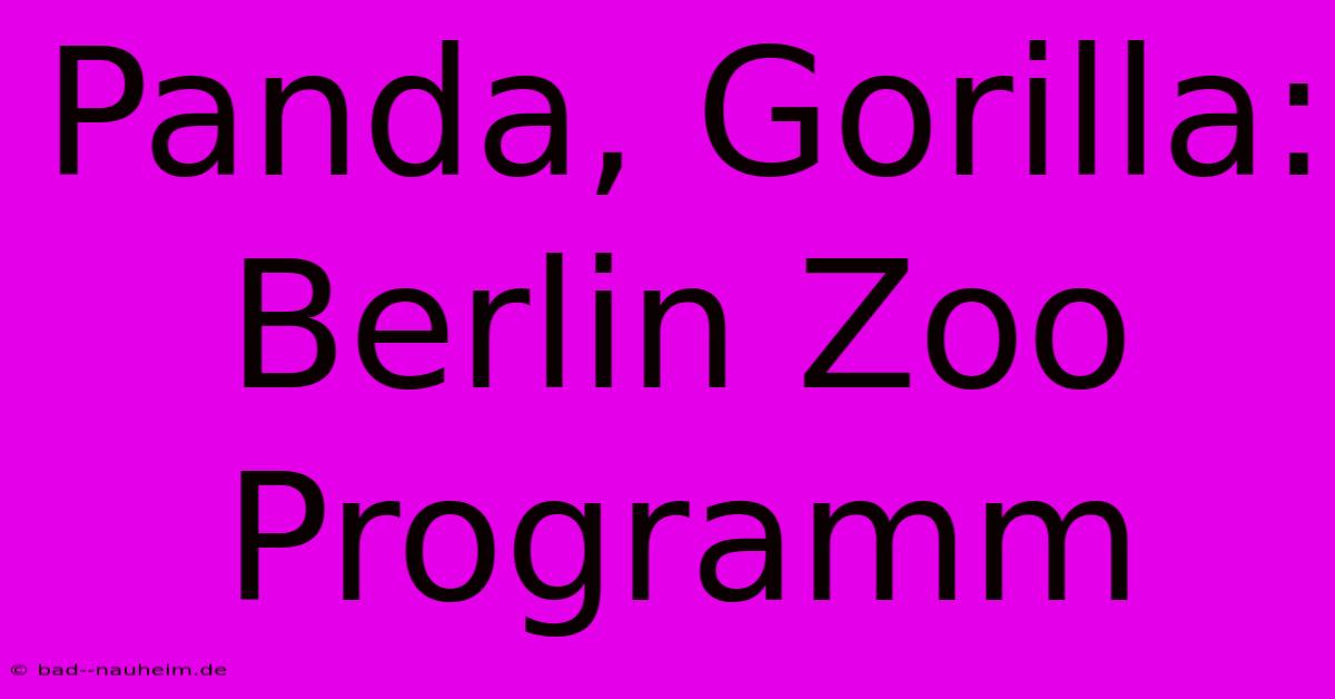 Panda, Gorilla: Berlin Zoo Programm