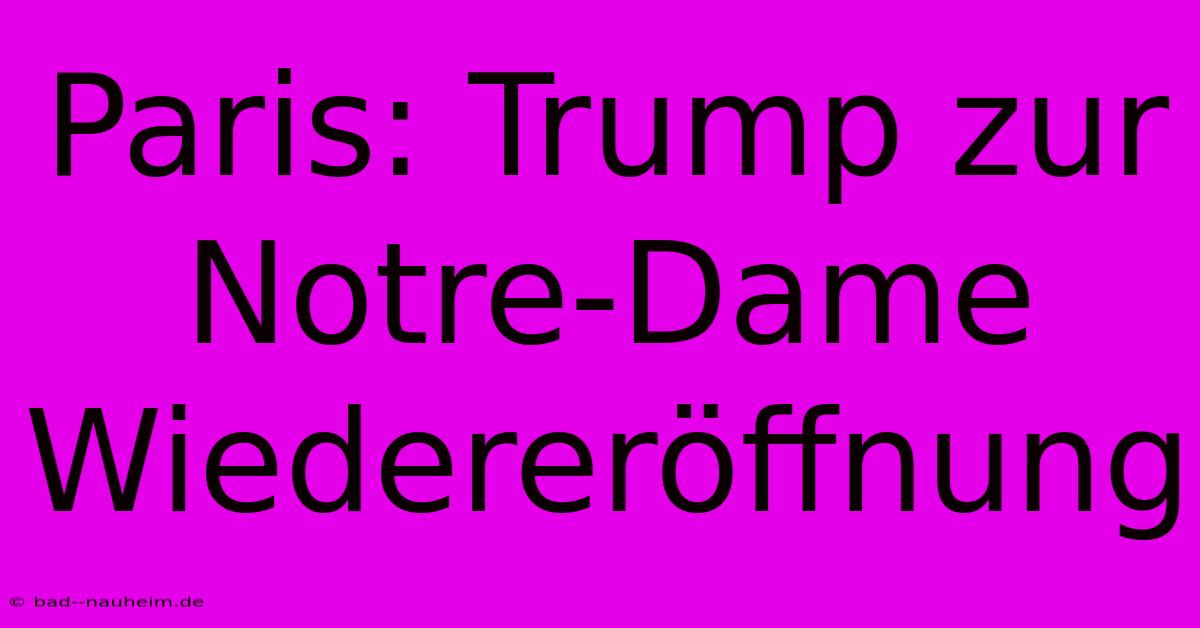 Paris: Trump Zur Notre-Dame Wiedereröffnung