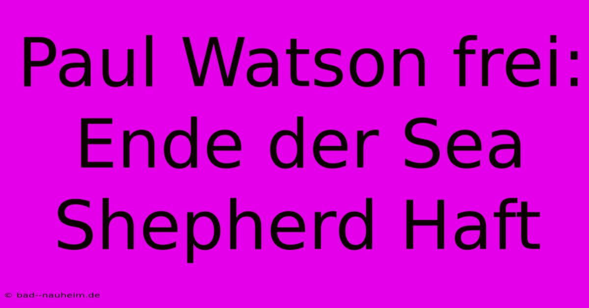 Paul Watson Frei: Ende Der Sea Shepherd Haft