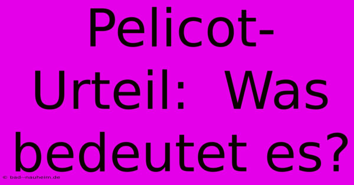 Pelicot-Urteil:  Was Bedeutet Es?