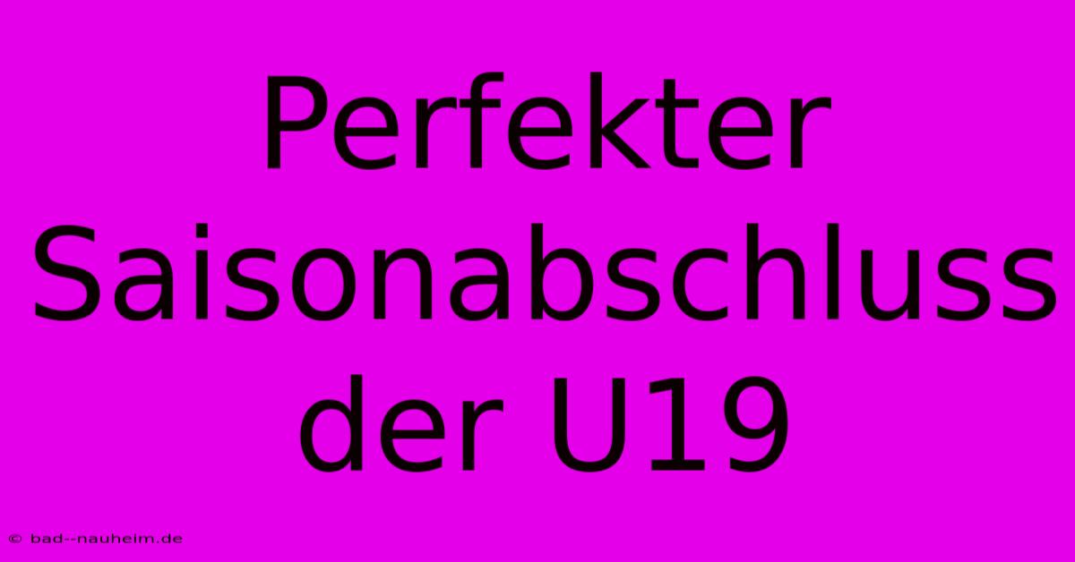 Perfekter Saisonabschluss Der U19