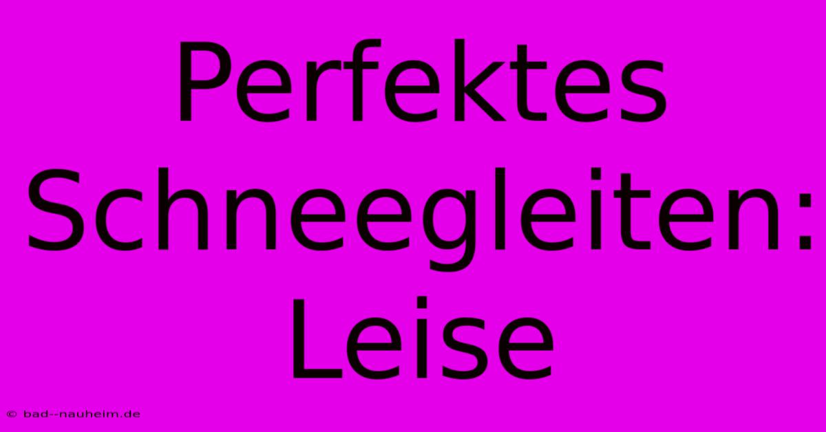 Perfektes Schneegleiten: Leise