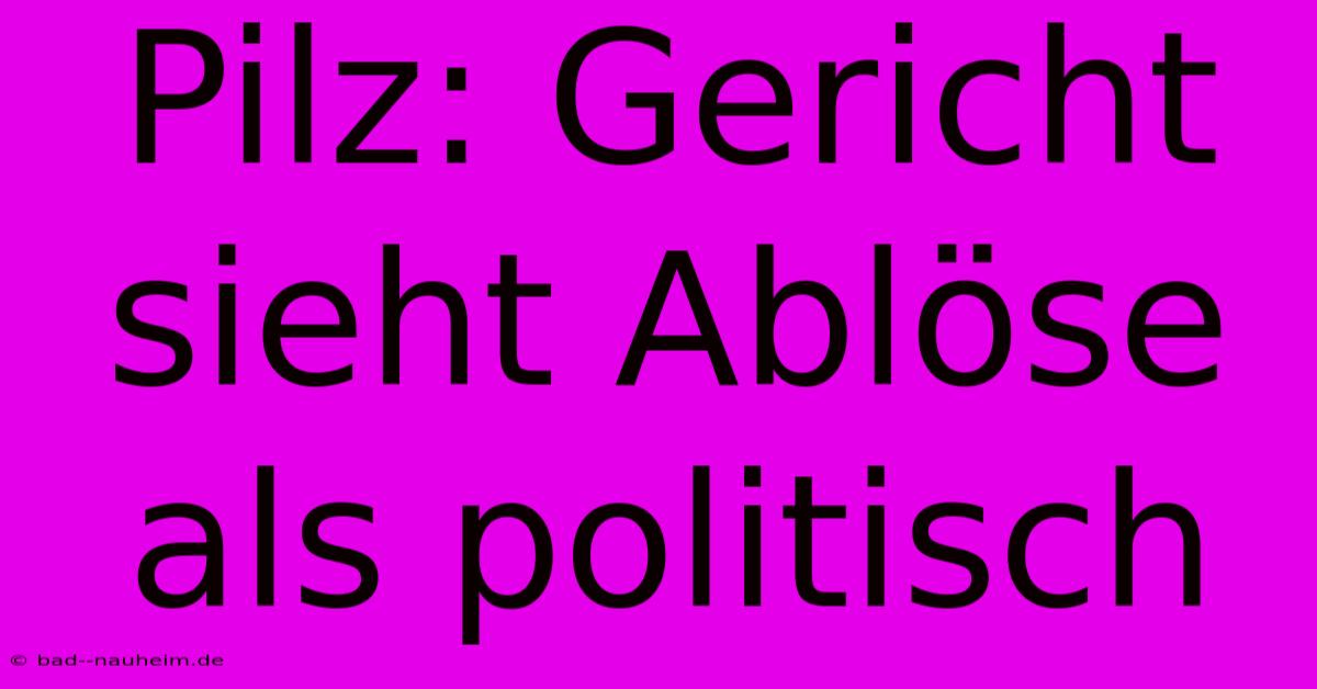 Pilz: Gericht Sieht Ablöse Als Politisch