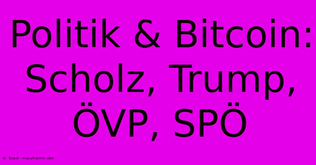 Politik & Bitcoin: Scholz, Trump, ÖVP, SPÖ