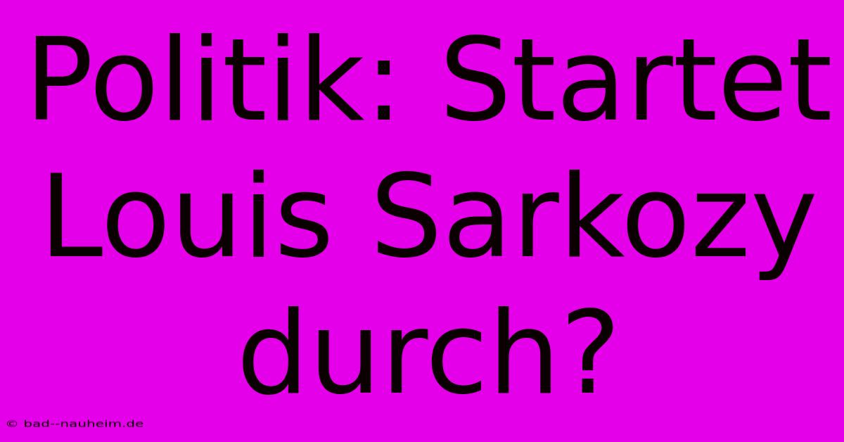 Politik: Startet Louis Sarkozy Durch?