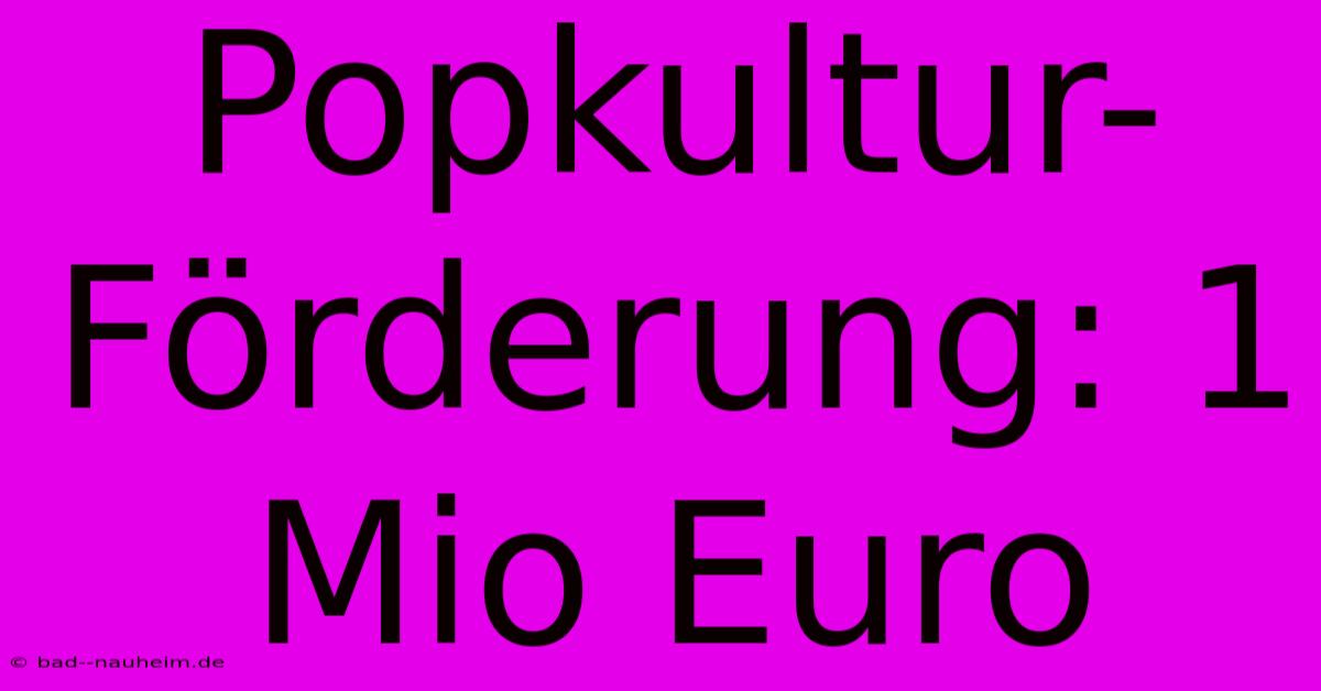 Popkultur-Förderung: 1 Mio Euro