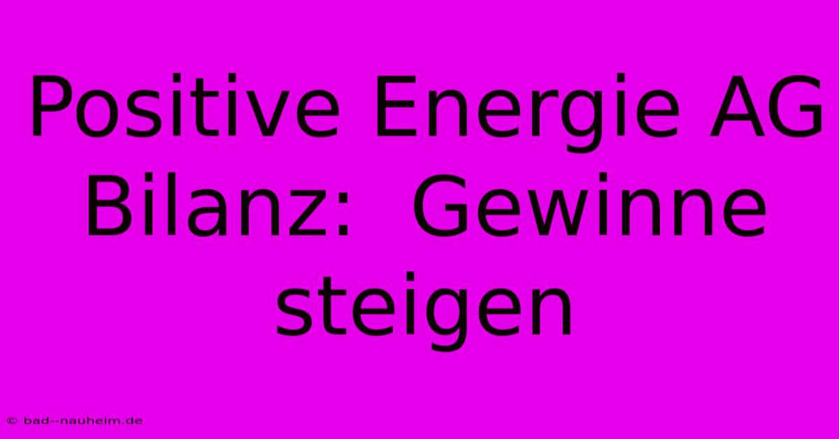 Positive Energie AG Bilanz:  Gewinne Steigen