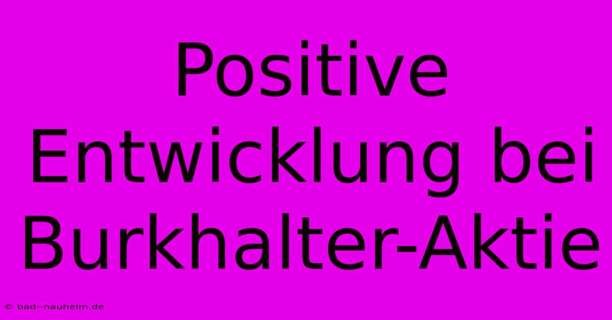 Positive Entwicklung Bei Burkhalter-Aktie