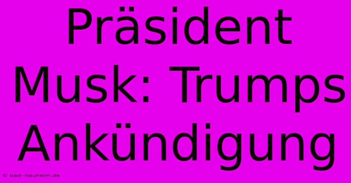 Präsident Musk: Trumps Ankündigung