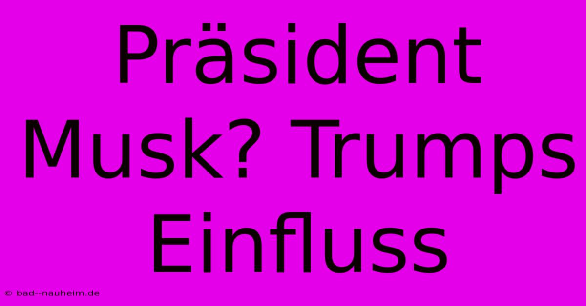 Präsident Musk? Trumps Einfluss