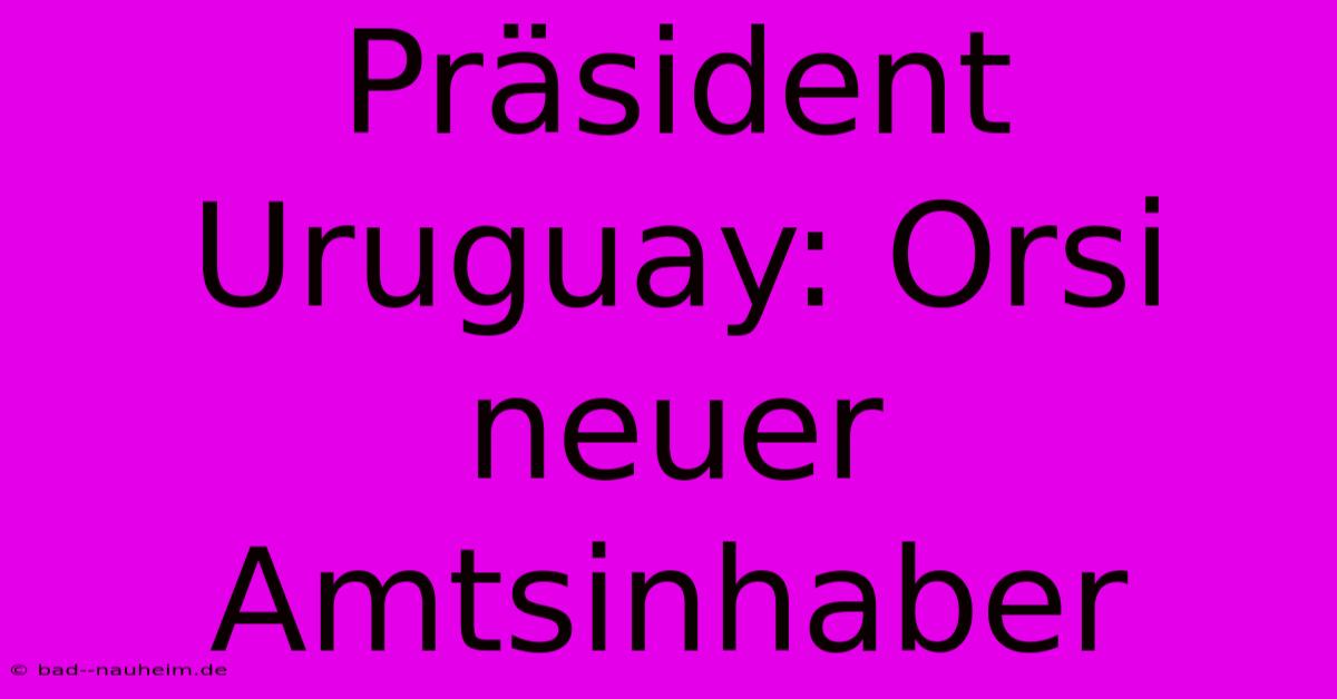 Präsident Uruguay: Orsi Neuer Amtsinhaber