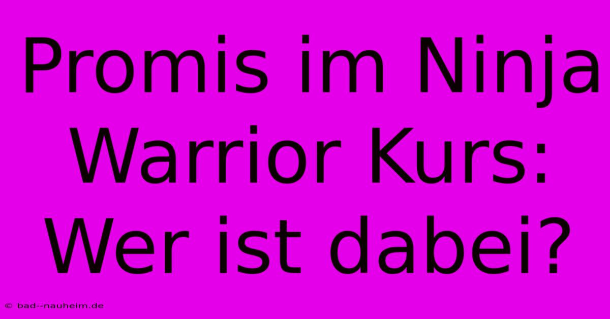 Promis Im Ninja Warrior Kurs: Wer Ist Dabei?