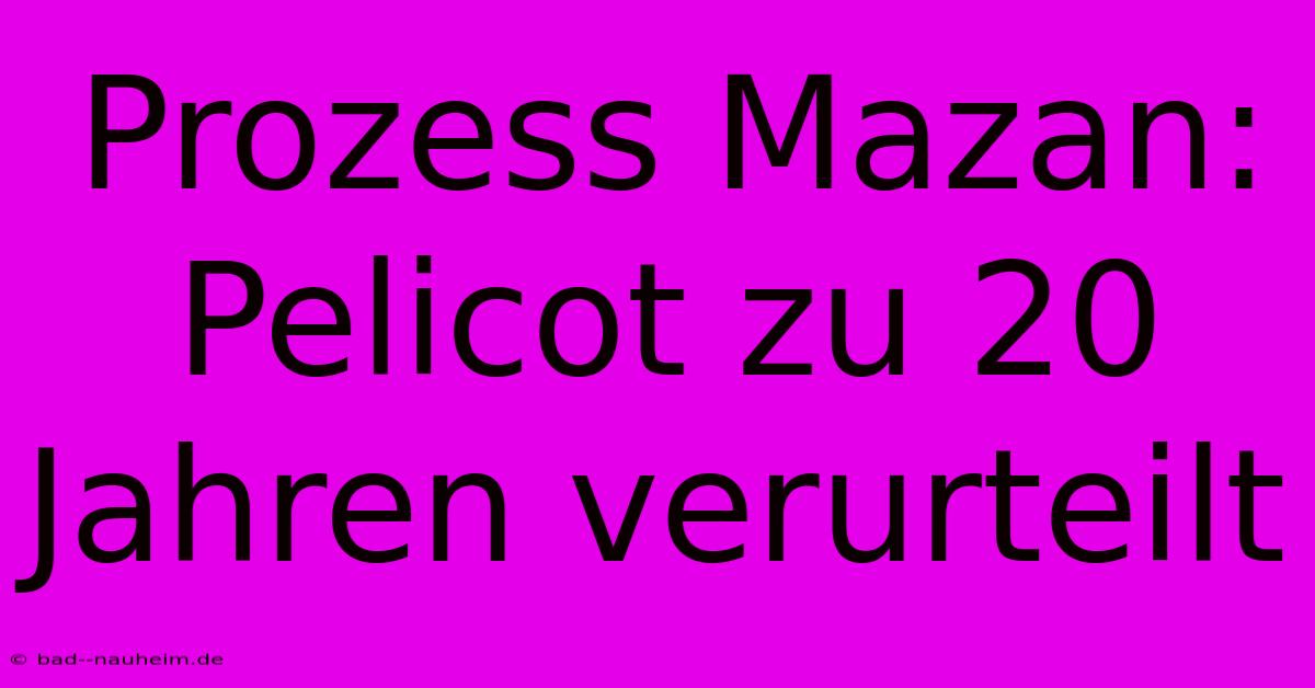 Prozess Mazan: Pelicot Zu 20 Jahren Verurteilt