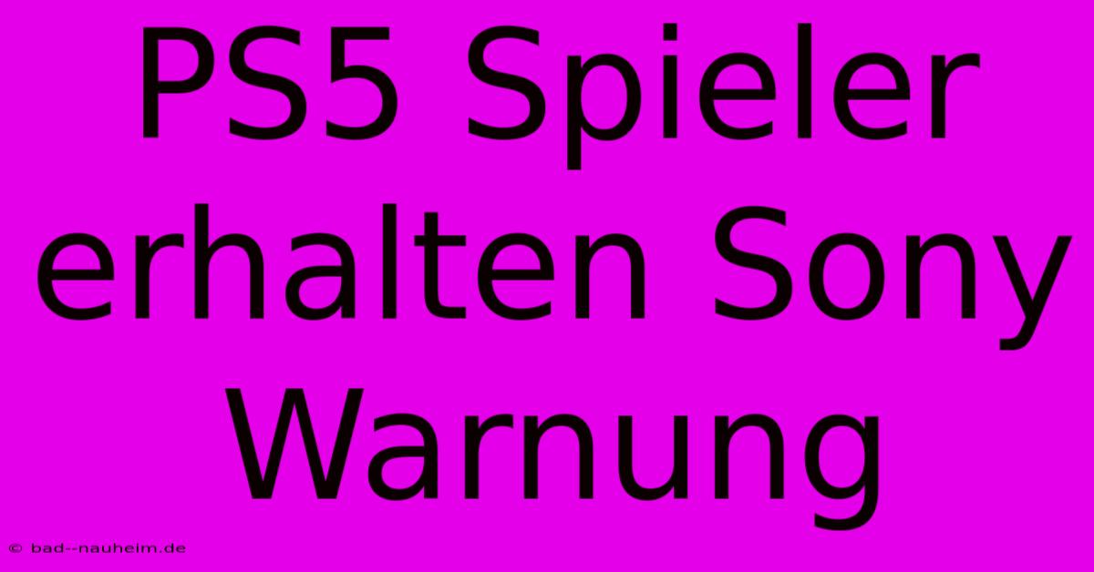 PS5 Spieler Erhalten Sony Warnung