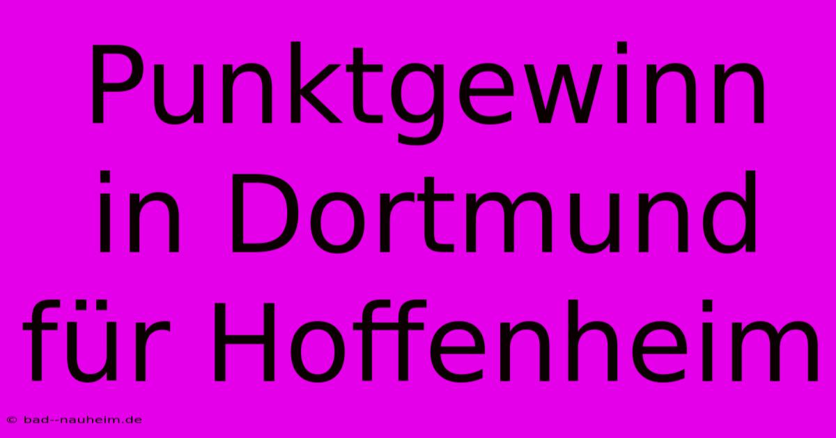 Punktgewinn In Dortmund Für Hoffenheim